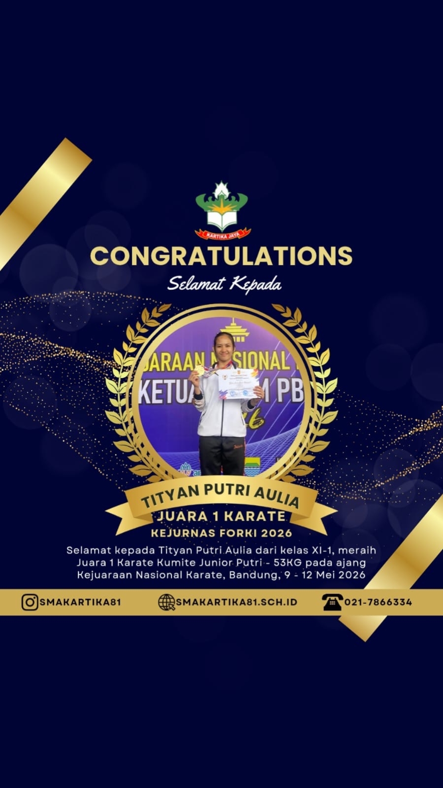 TYTIAN PUTRI AULIA - JUARA 1 KARATE PUTRI